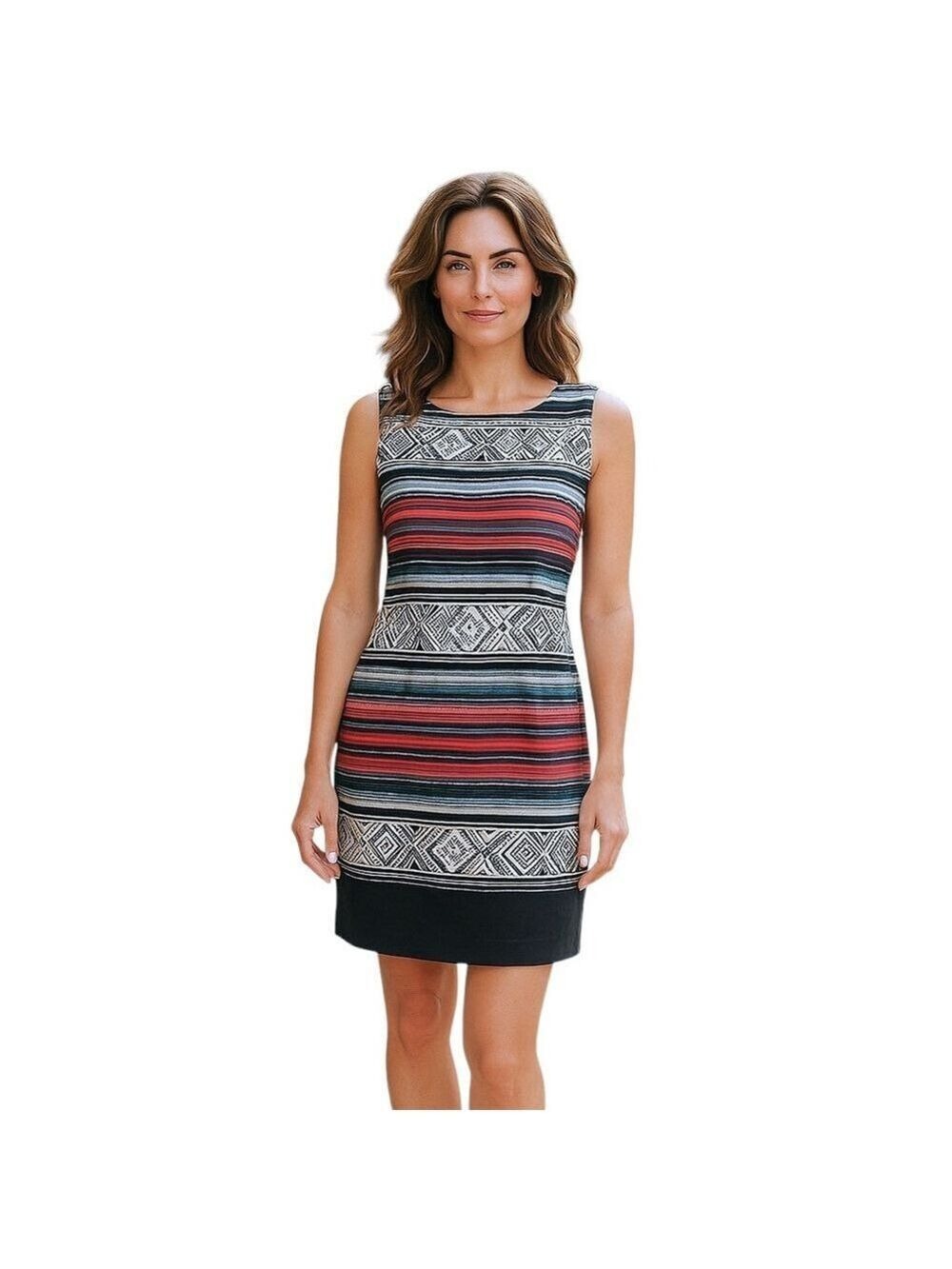 AB Studio Aztec Sleeveless Knee Length Shift Dress, Women’s Size 6, Southwestern